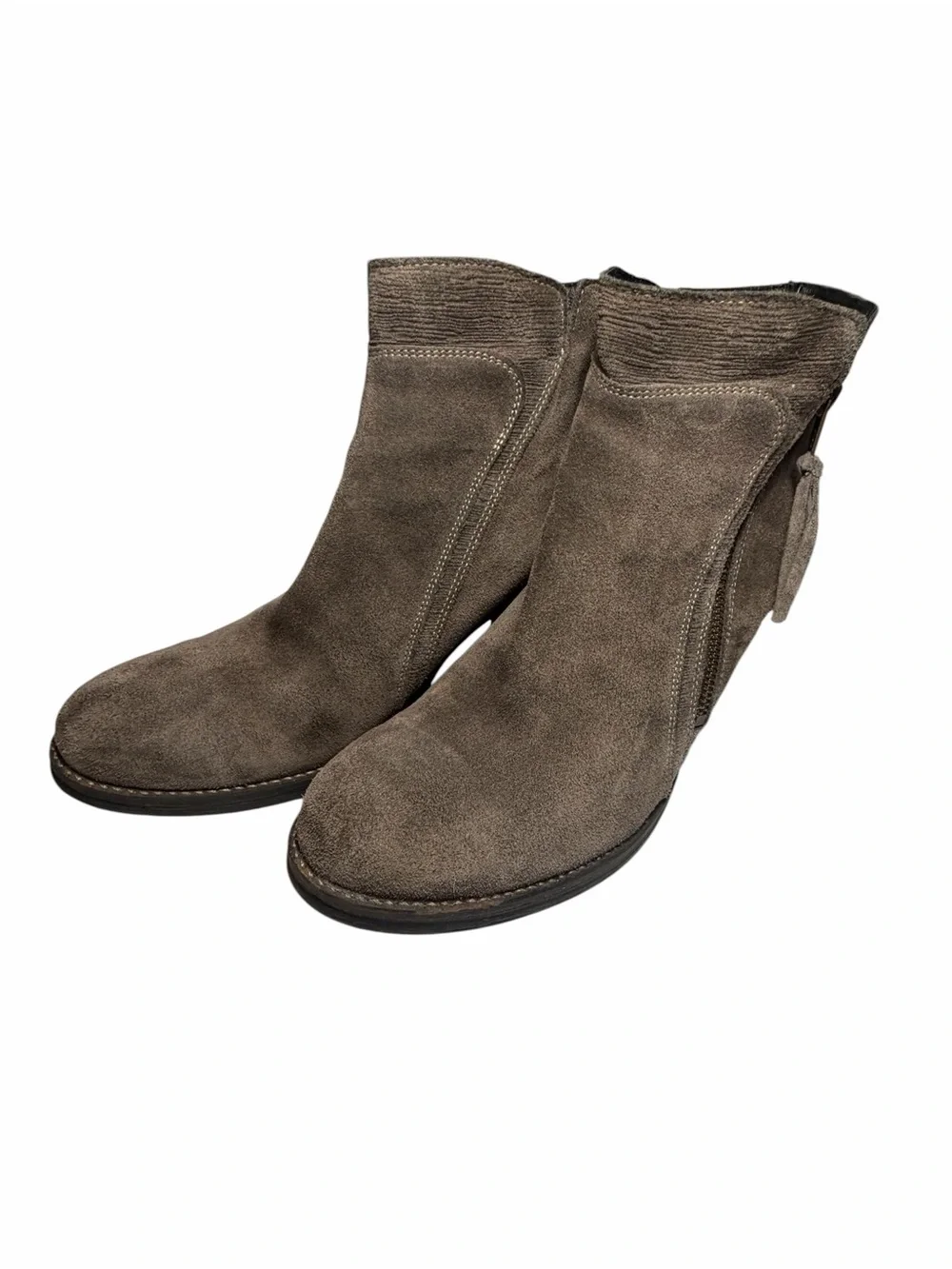 Taos Dille Suede Ankle Booties in Taupe Made in Potugal - Women 11